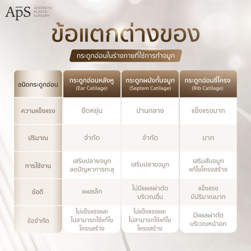 การเสริมจมูกด้วยกระดูกอ่อน 3 ชนิดที่ได้จากร่างกาย ปลอดภัย ไม่แพ้ 6 ข้อแตกต่างของกระดูกอ่อนในร่างกายที่นำมาใช้ทำจมูก