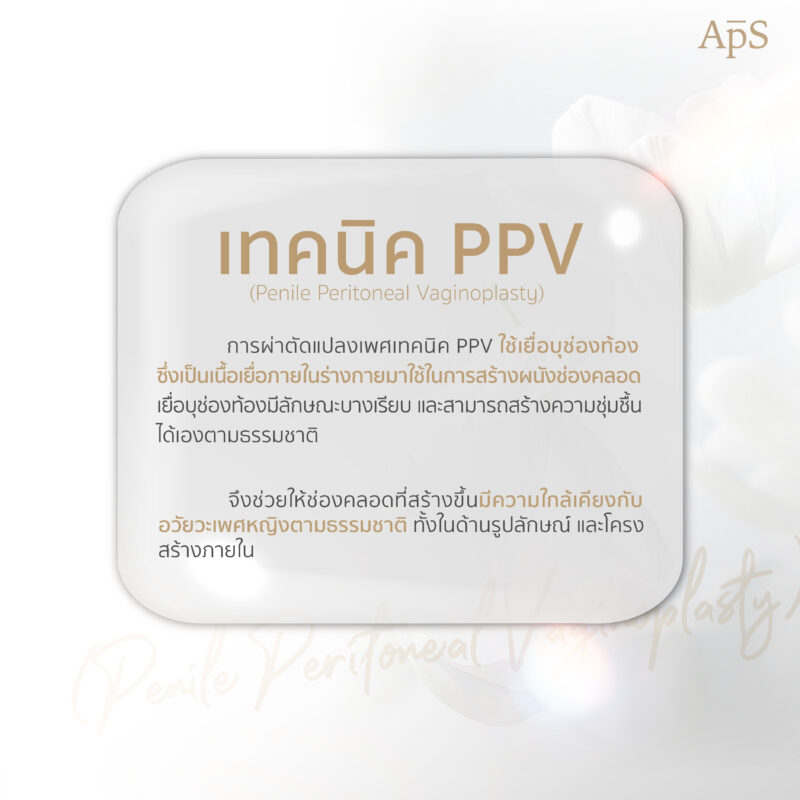 การผ่าตัดแปลงเพศเทคนิค PPV (Penile Peritoneal Vaginoplasty)