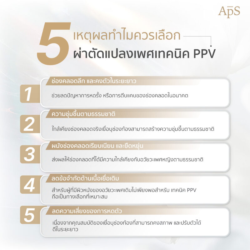 ทำไมควรเลือกการผ่าตัดแปลงเพศเทคนิค PPV