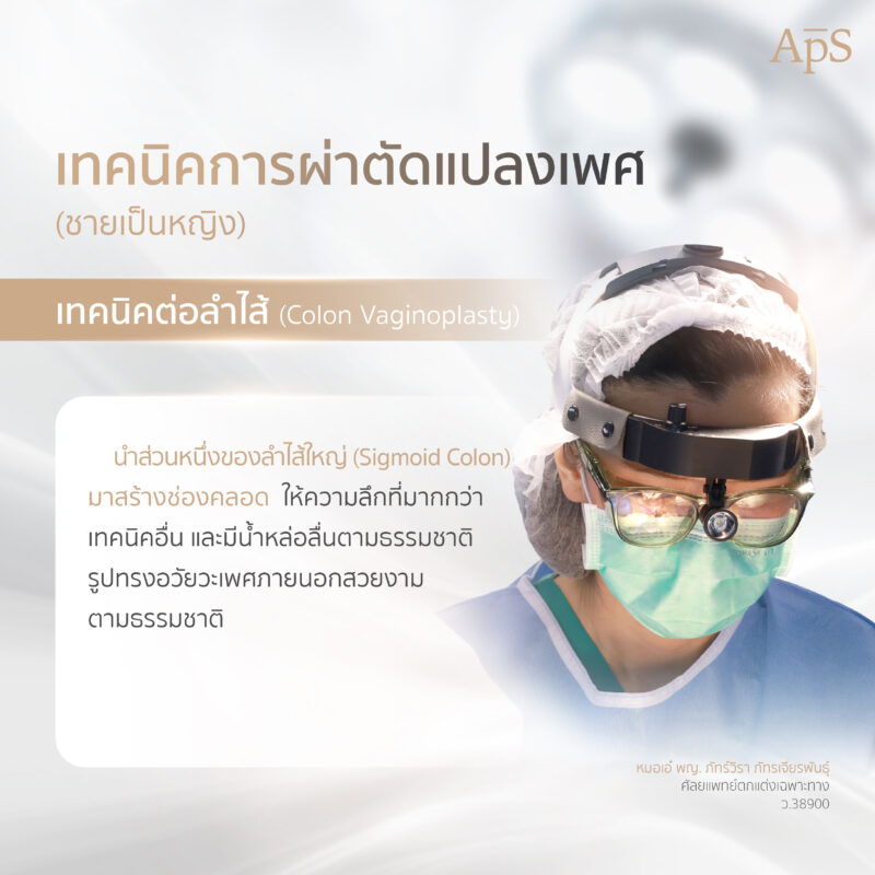 เทคนิคที่ 2  เทคนิคต่อลำไส้ (Colon Vaginoplasty) 