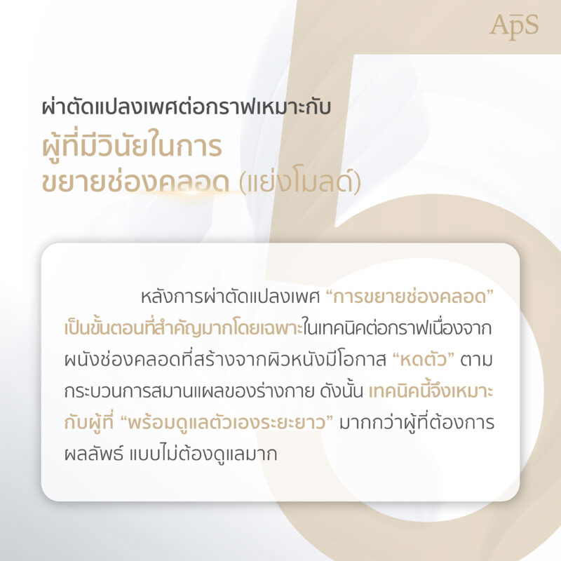 ผ่าตัดแปลงเพศต่อกราฟเหมาะกับผู้ที่มีวินัยในการขยายช่องคลอด