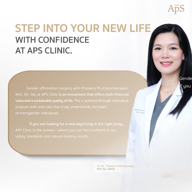 ราคาแปลงเพศเคสต่างชาติที่ APS ClinicAPS Clinic มีอะไรบ้าง? รวมราคาทุกเทคนิค พร้อมอธิบายความแตกต่างแบบละเอียด 3 STEP INTO YOUR NEW LIFE WITH CONFIDENCE AT APS CLINIC.