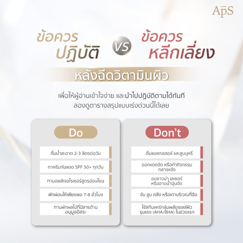 สิ่งที่ควรทำและ สิ่งที่ห้ามทำหลังฉีดผิว