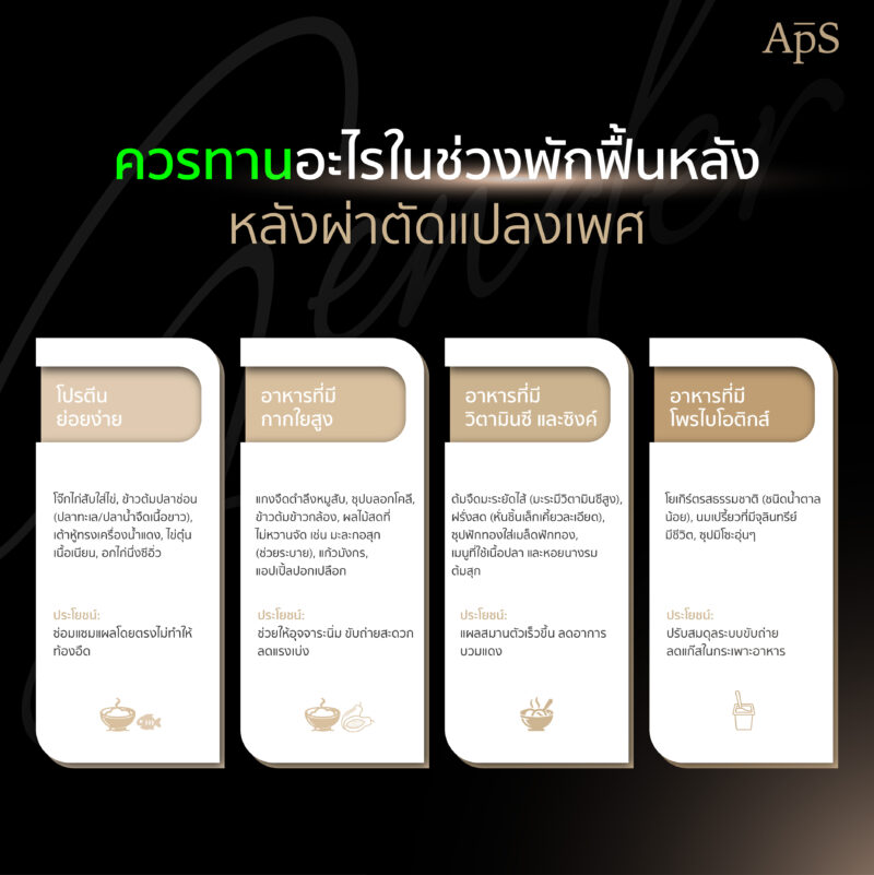 หลังผ่าตัดแปลงเพศสามารถกินอะไรได้บ้าง? 